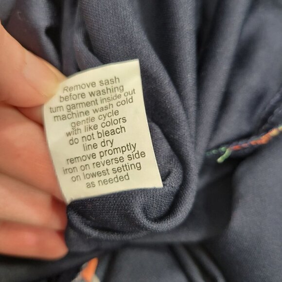 NY Collection Women's Navy Botanical Floral Jumpsuit With Waist Tie in a Size Me - Picture 11 of 16